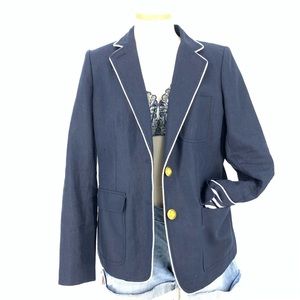J CREW navy linen blazer nautical lining size 12